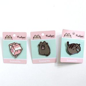 Pusheen The Cat Enamel Pins Set of 3 Boba, Strawberry Milk, Apple Juice